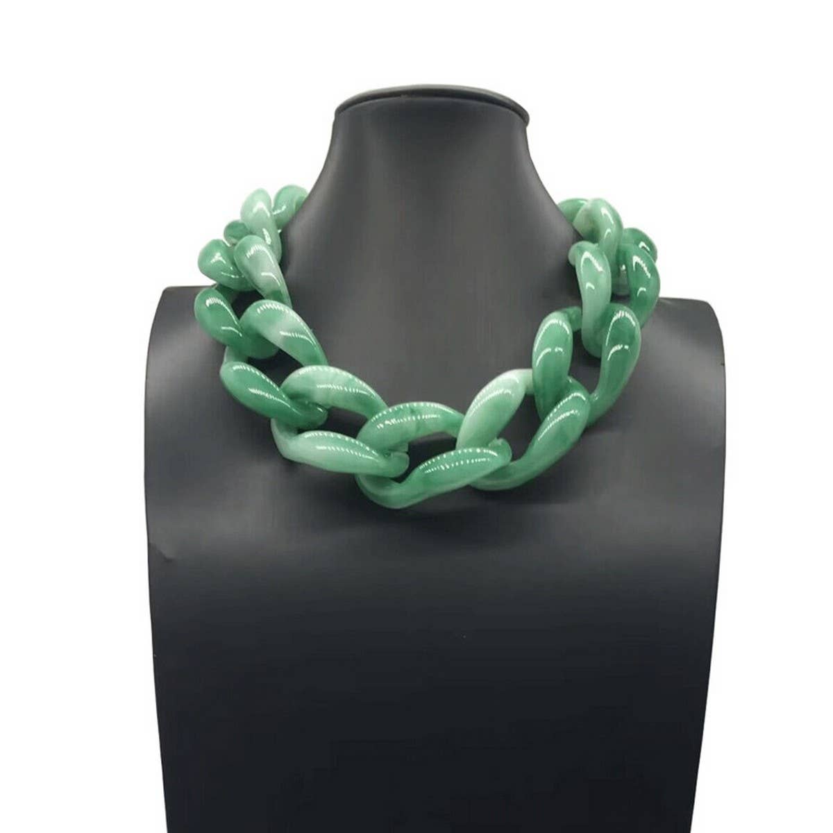 ACRYLIC COLORFUL CHAIN LINK NECKLACE EARRINGS SET_CWMM4910