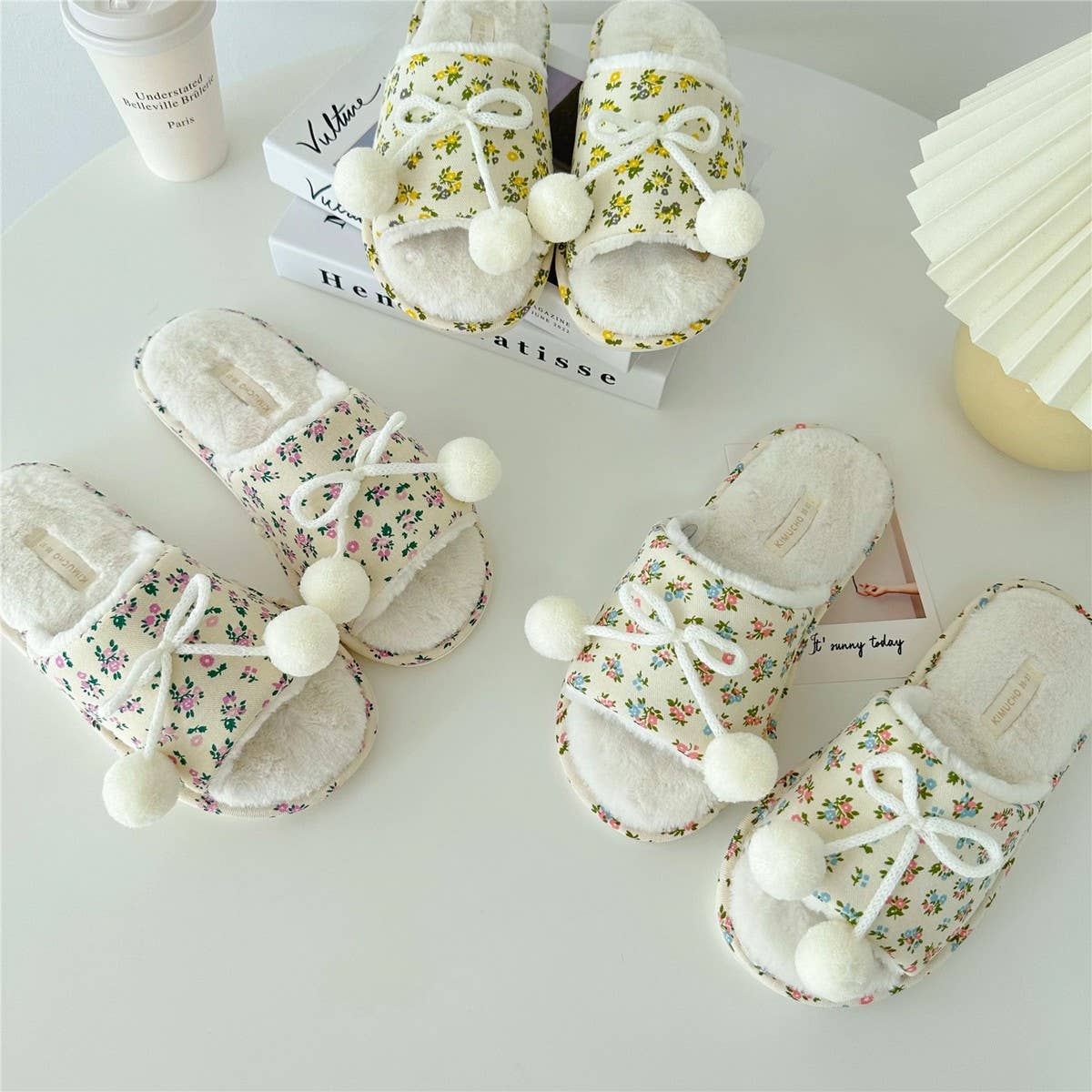 WINTER PLUSH OPEN TOE HOUSE SLIPPERS HOUSE SHOES