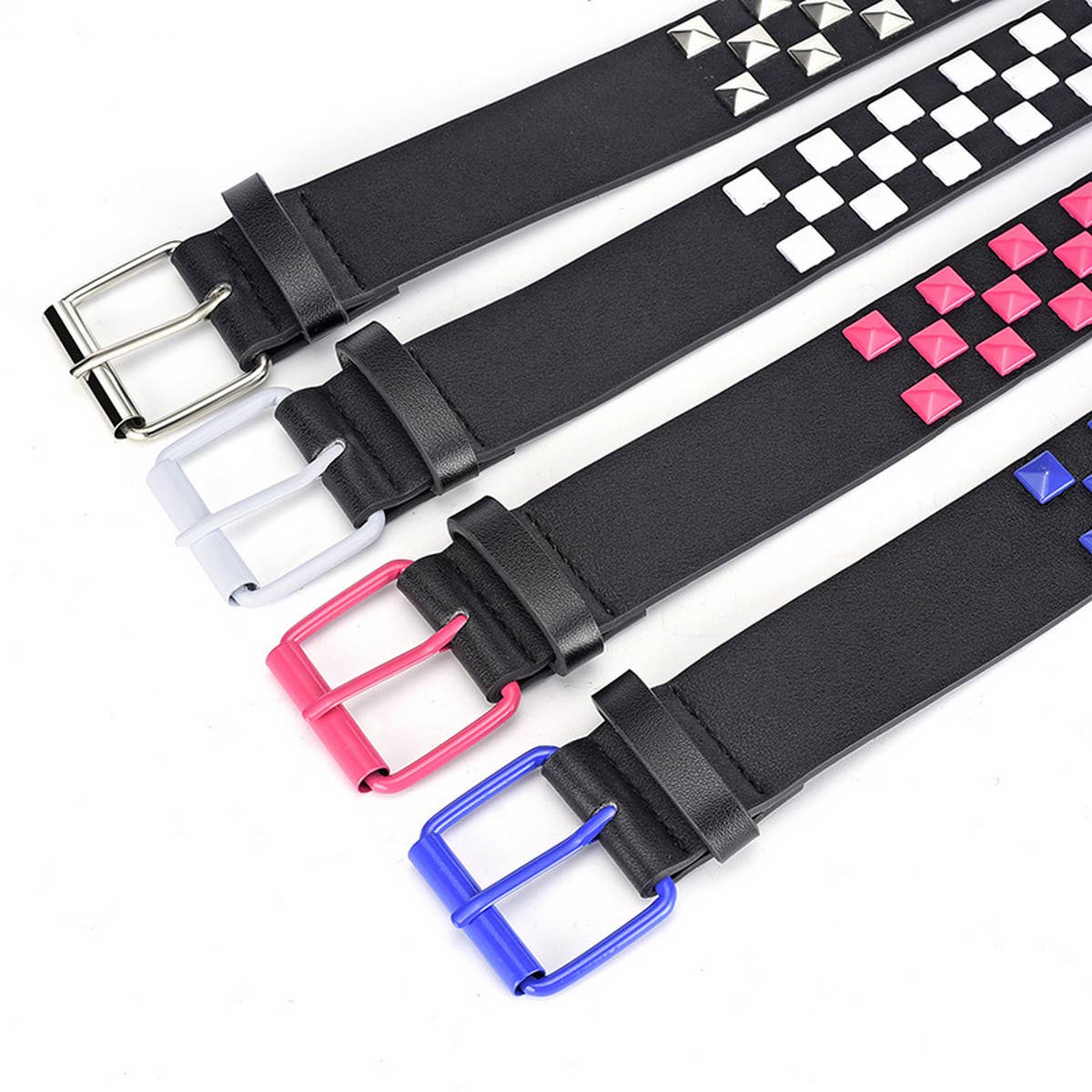EUROPEAN AND AMERICAN SQUARE BEAD PYRAMID BELT_CWABE0364