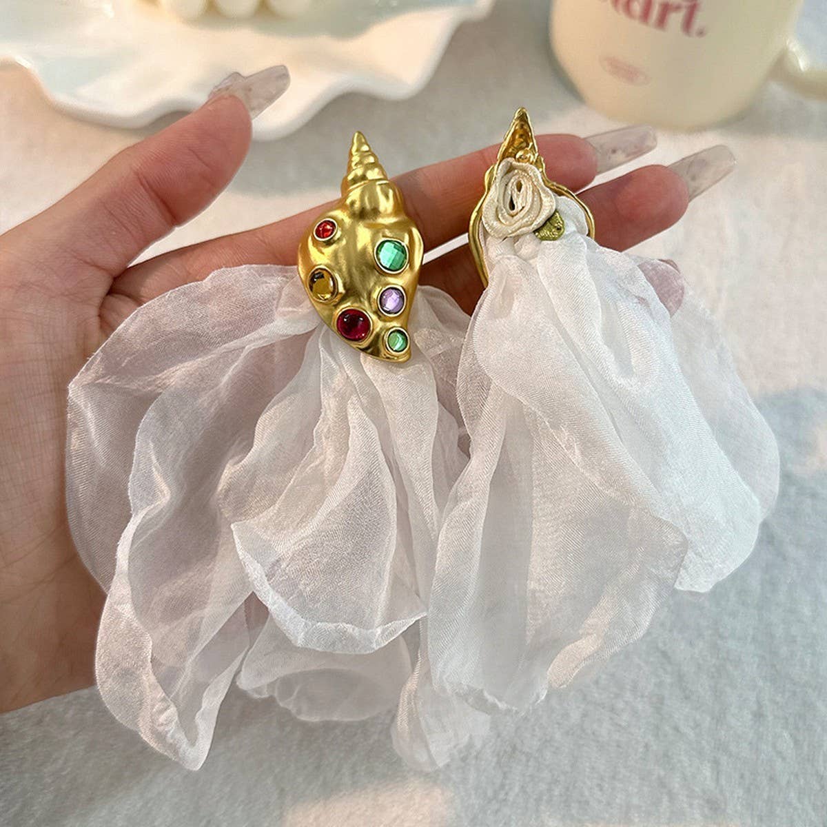 Handmade Floral Seashell Earrings ? Beach Style