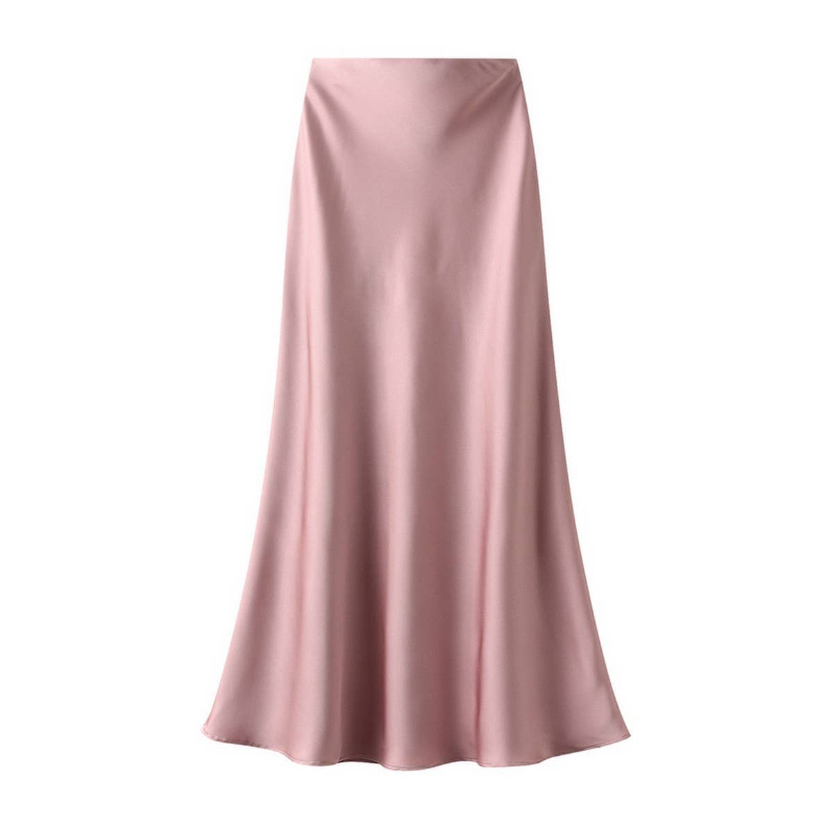 Silky High-Waist Fishtail Bodycon Midi Skirt