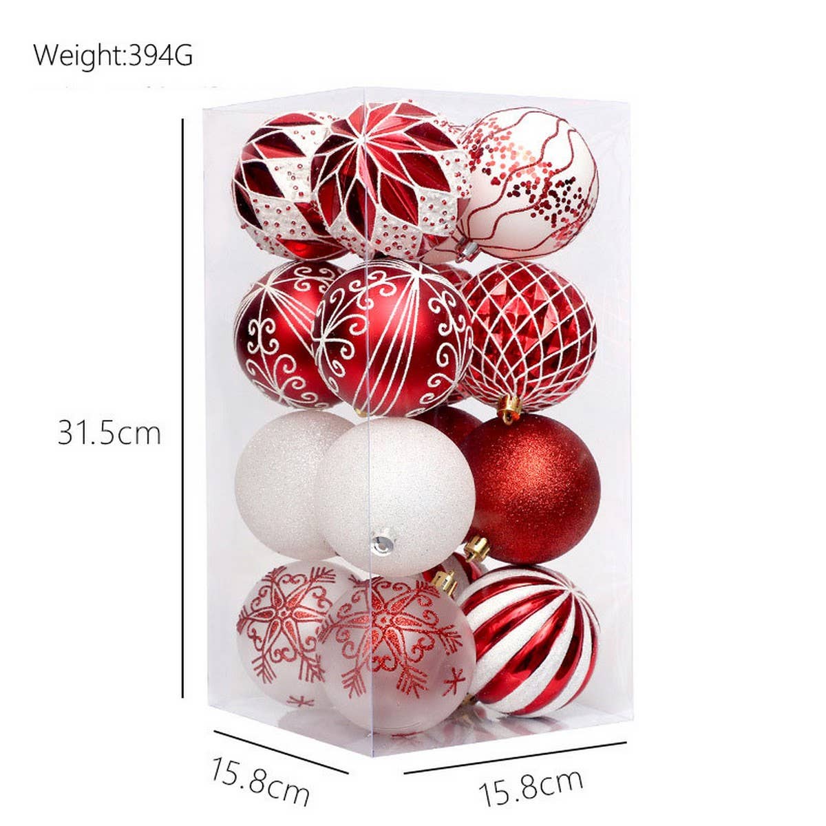 16pcs 8cm Painted Christmas Ball Ornament Set_CWMM9881
