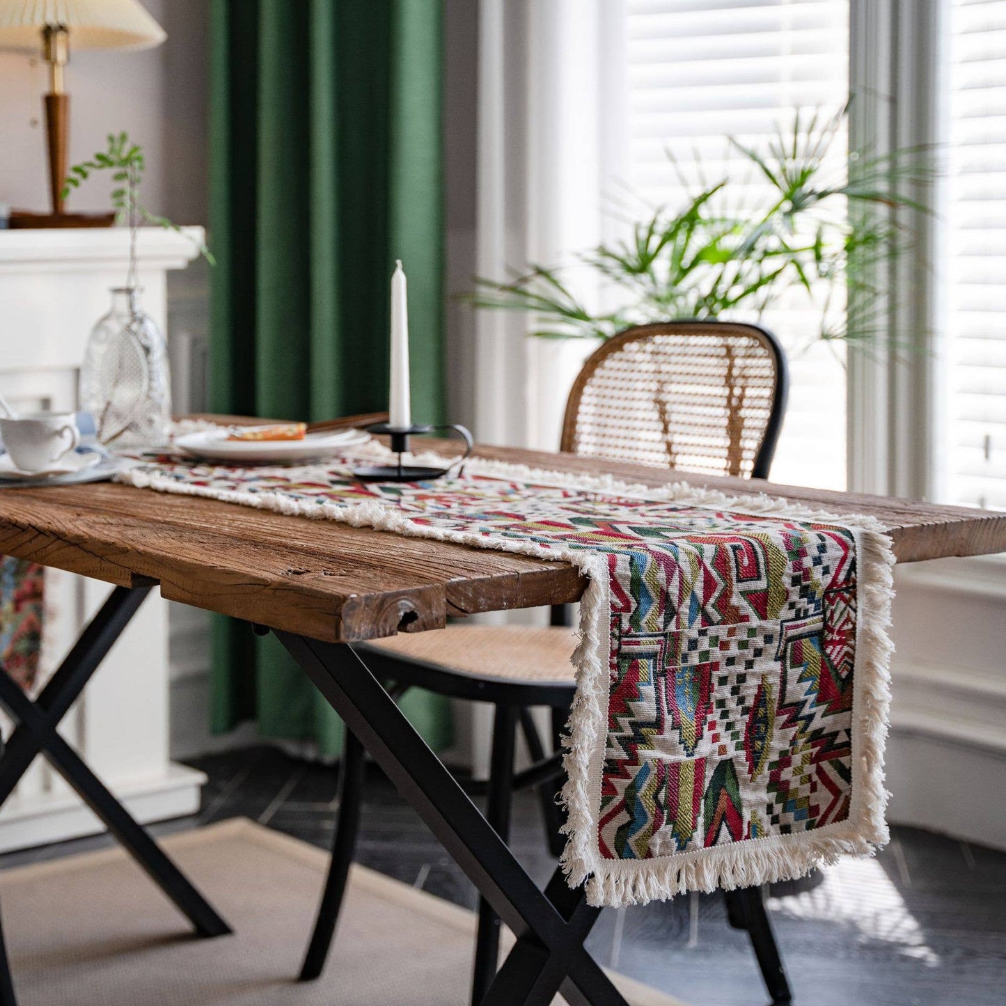 TASSEL DETAILED MULTI PATTERN TABLE RUNNER