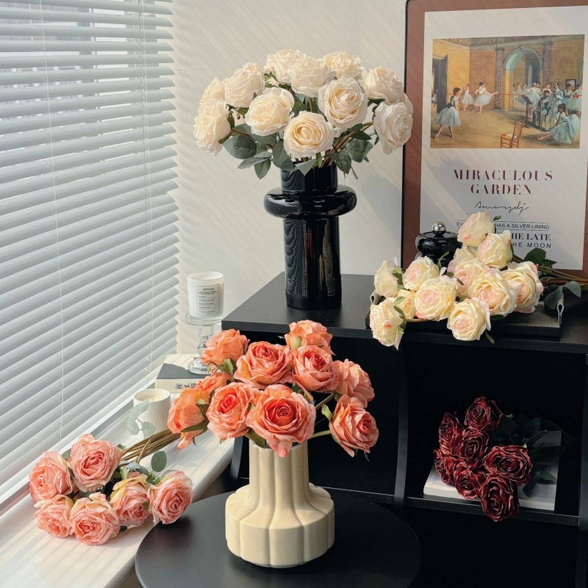 Premium Burnt Edge Rose Artificial Flower Bouquet_CWMM6469