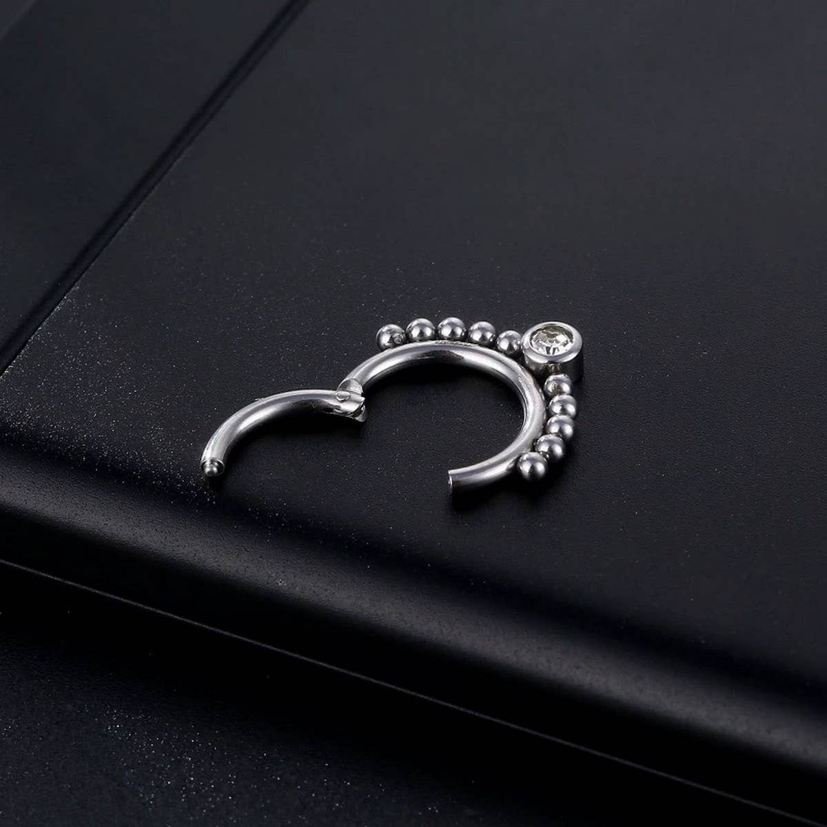 Geometric Titanium Nose Stud with Zircon