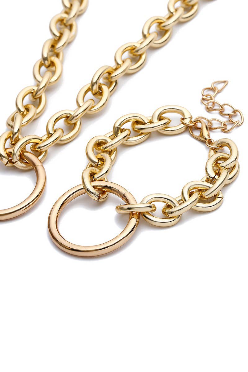 SIMPLE RING PENDANT CHAIN BRACELET_CWAJE095