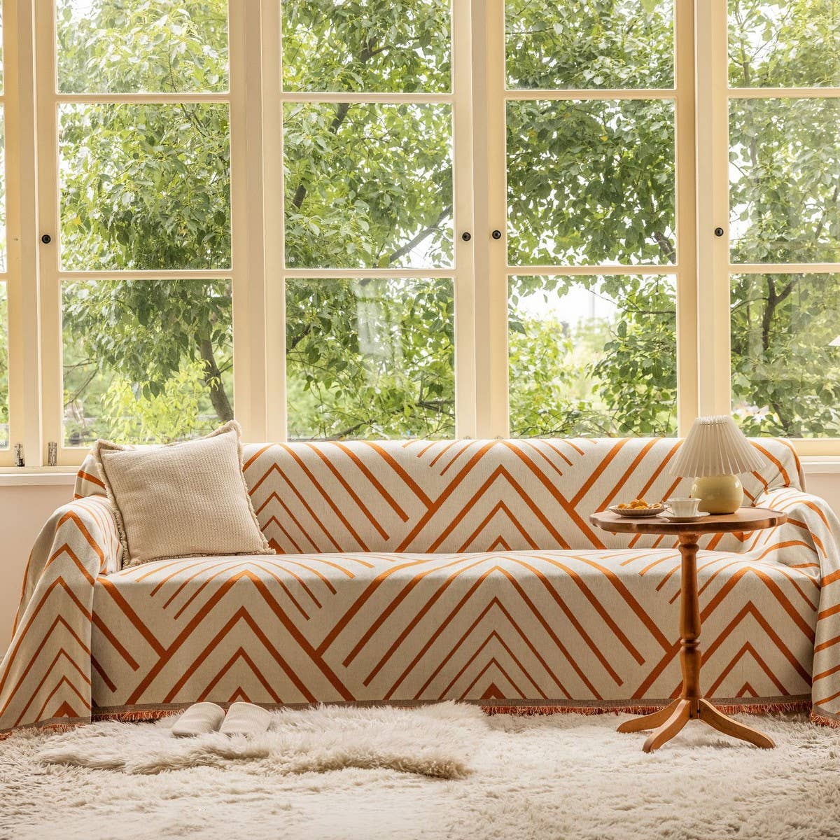 MODERN GEOMETRIC DESIGN DOUBLE SIDED SOFA THROW