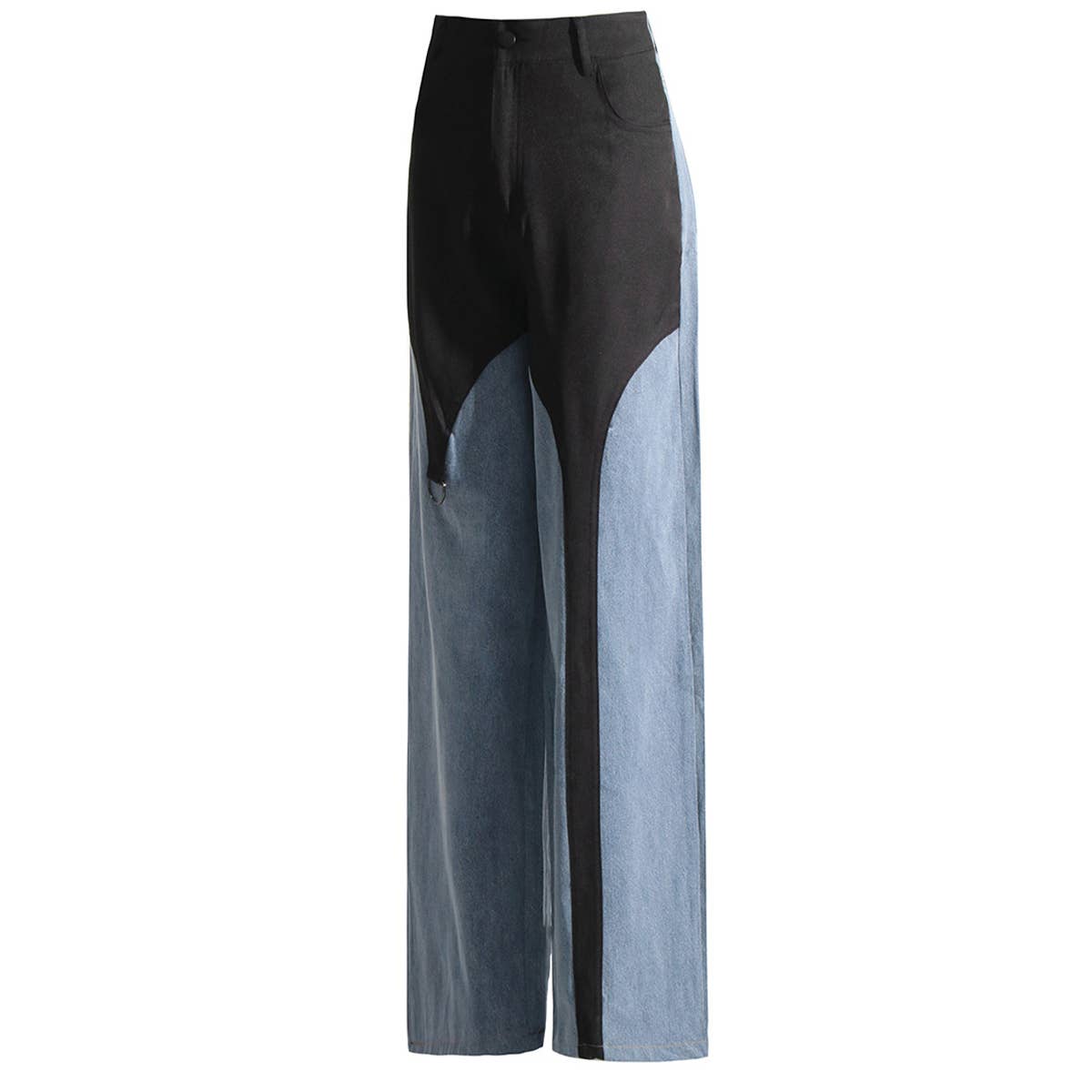 HIGH WAISTED COLOR BLOCKING STRAIGHT CASUAL JEANS_CWJP0200