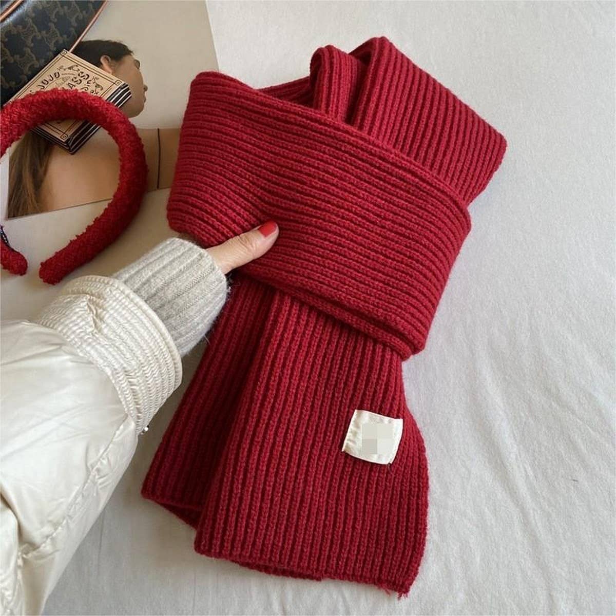 Plaid Knit Scarf - Soft Faux Cashmere Winter Wrap_CWASC1235
