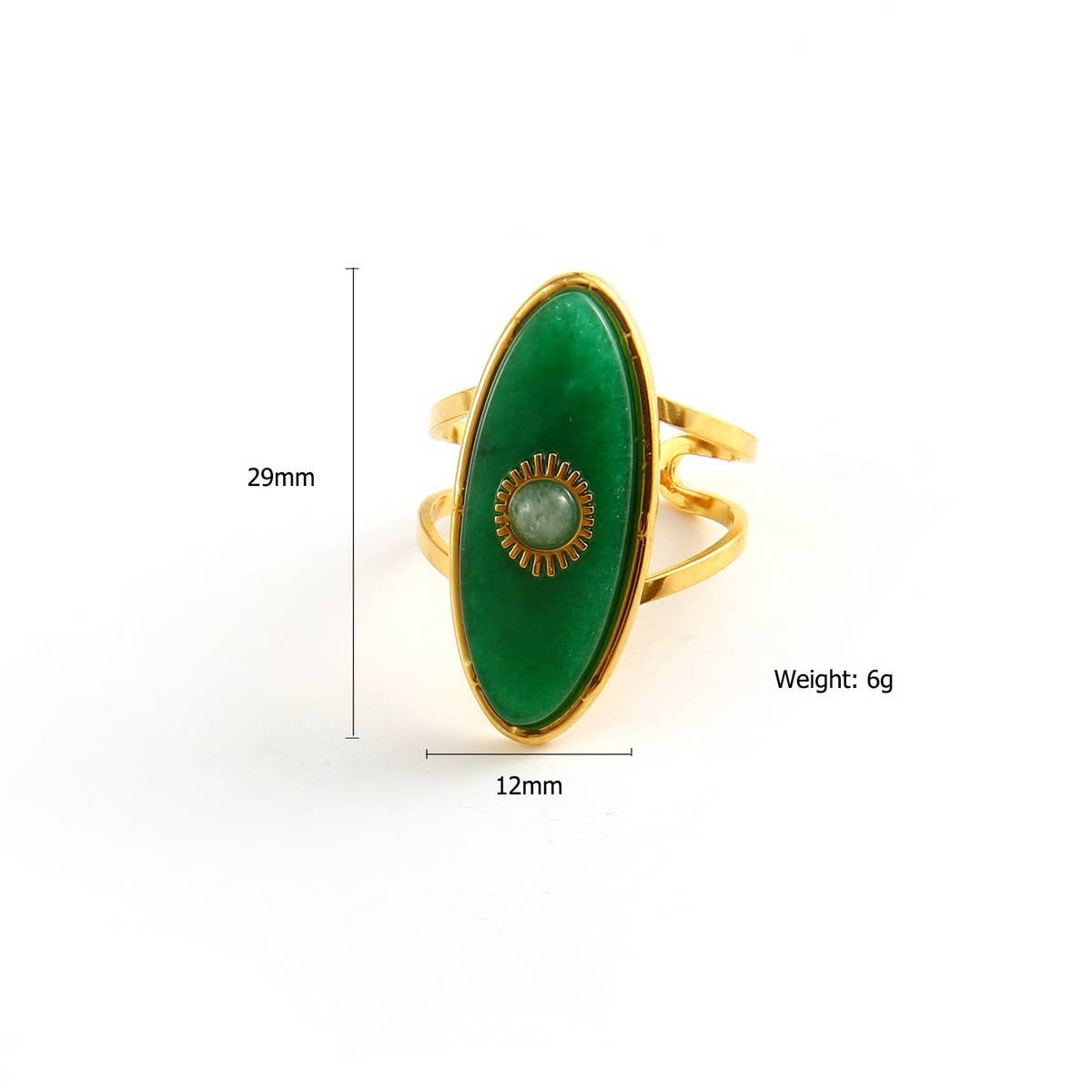 18K Steel Necklace Ring Set with African Jade_CWMM8875
