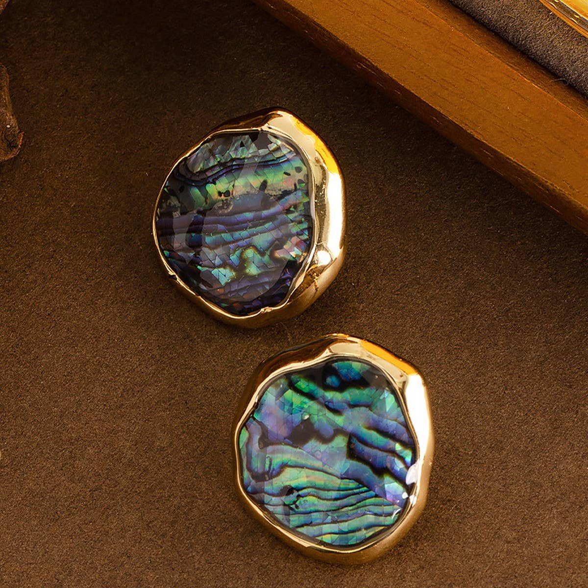 NATURAL ABALONE SHELL SILVER NEEDLE EARRINGS