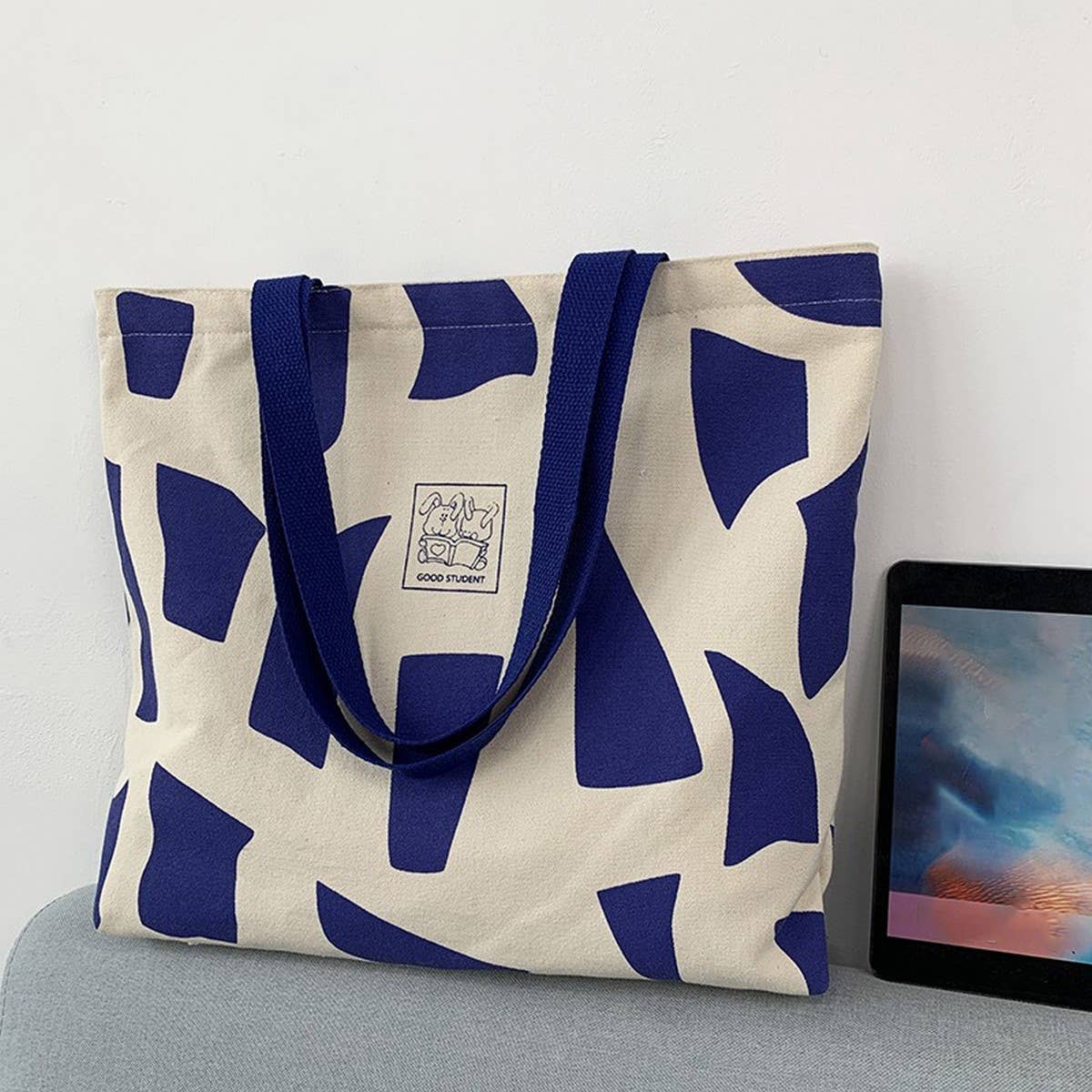 TOTE BAGS CANVAS WITH COLOR BLOCK STITCHING_CWAB2041