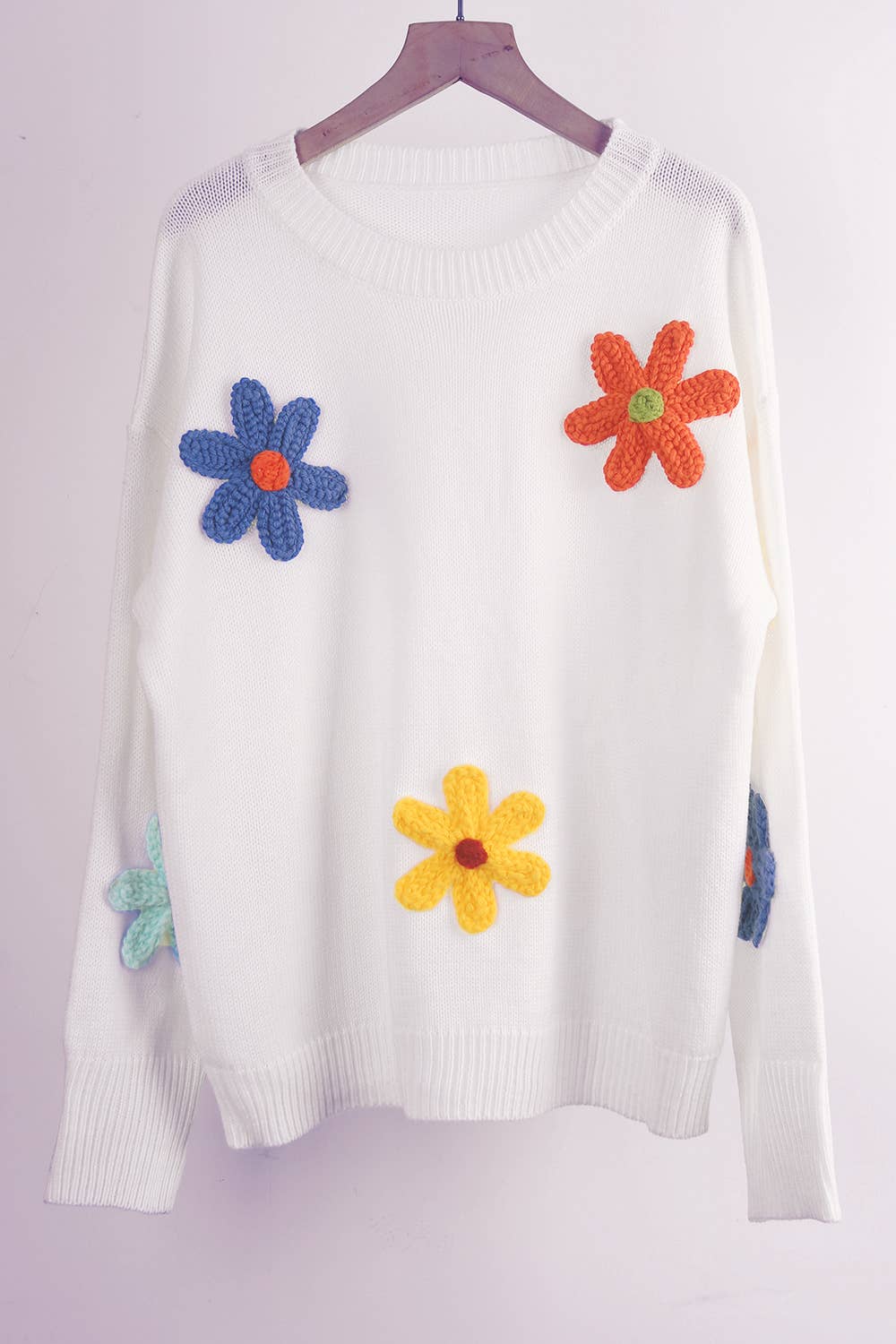 FLORAL SWEATER LOOSE CREW-NECK SWEATER