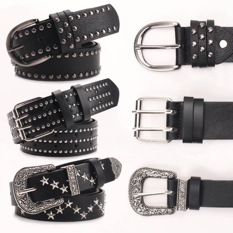 Riveted five-star punk hot girl jeans women belt