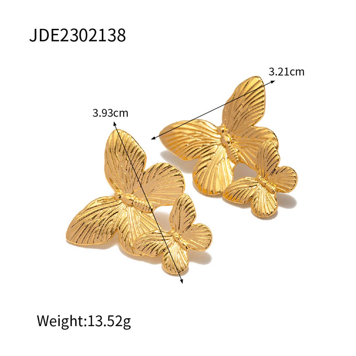 VINTAGE BUTTERFLY NECKLACE EARRINGS RING SET