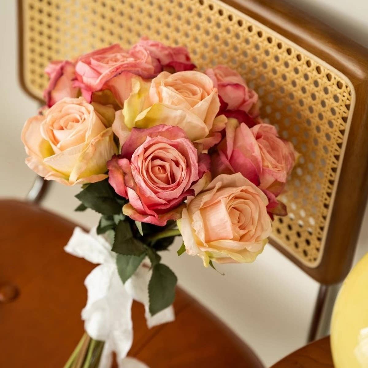 Burnt Edge Rose Bouquet Artificial Flower Decor_CWMM6478