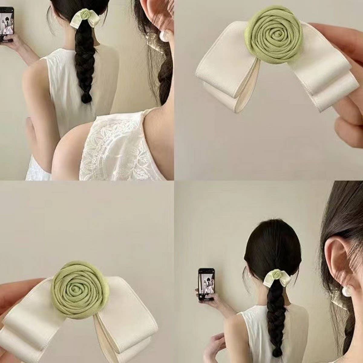 ROSE BOW EDGE CLIP DUCK BILL HAIR CLIP_CWAHA1276