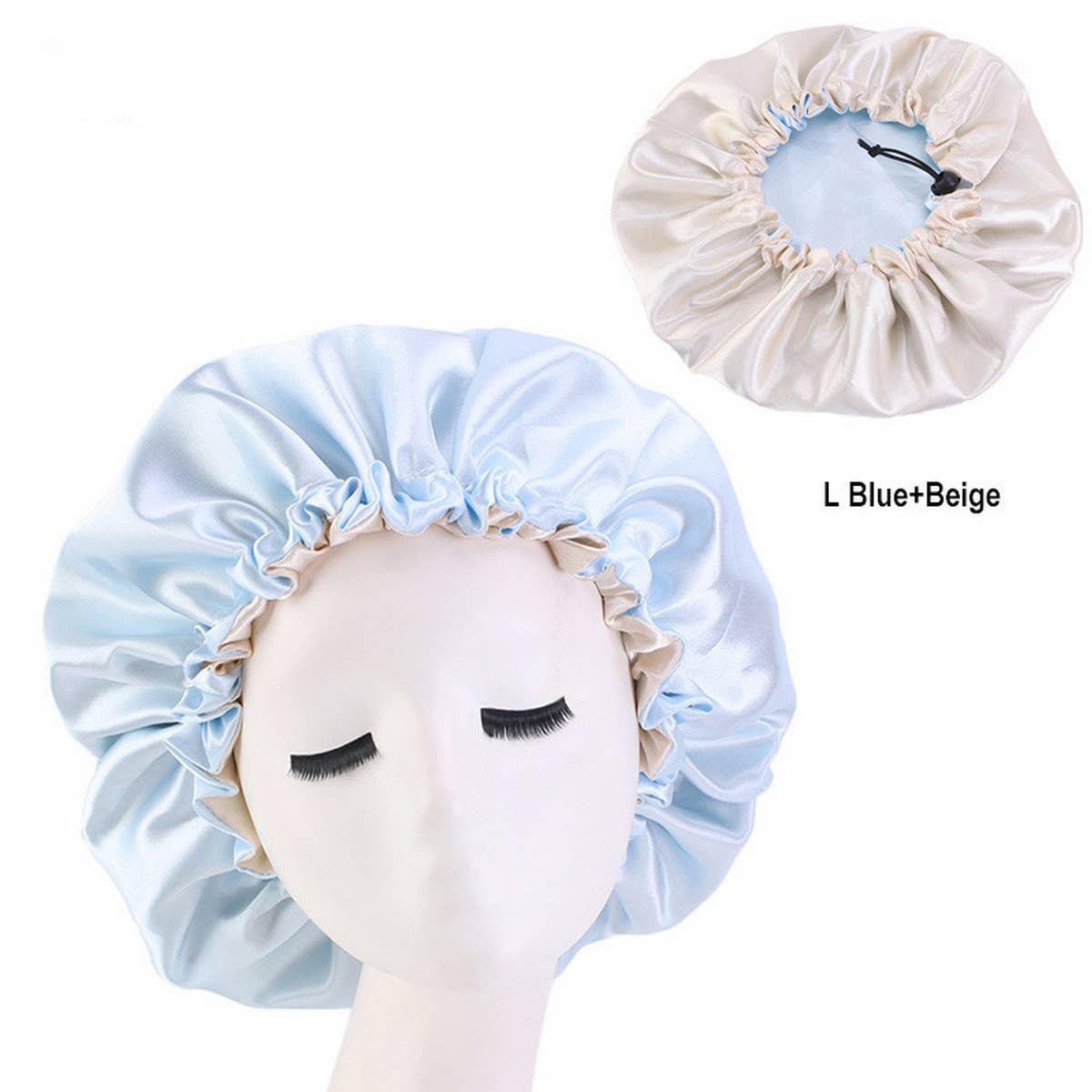 TRENDY DOUBLE LAYER SATIN NIGHTCAP_CWAH1481