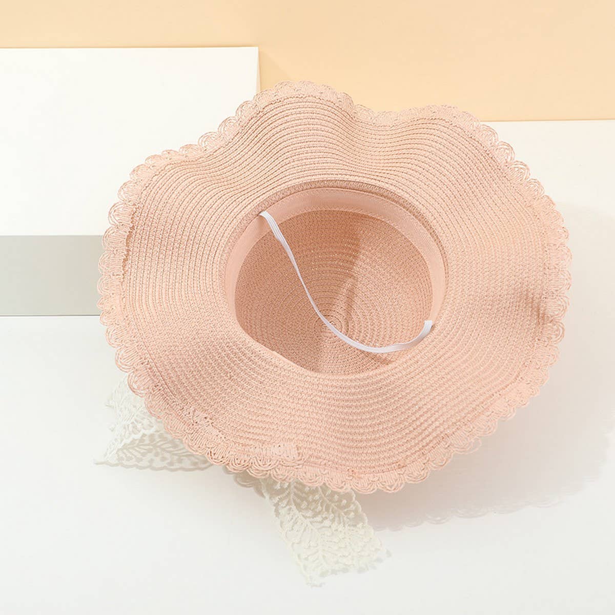 Fashion bow ribbon wide brim straw hat_CWAH3474