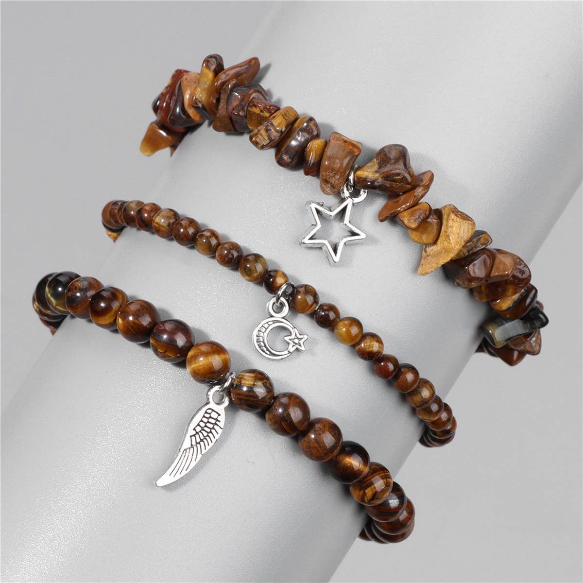 CWAJE4223_NATURAL STONE SIMPLE STAR LEAF PENDANT BRACELET