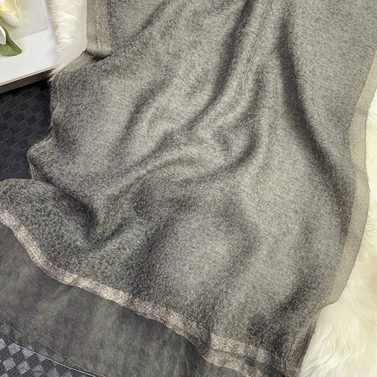 Silk Wool Gradient Scarf ? Elegant Long WinterWrap