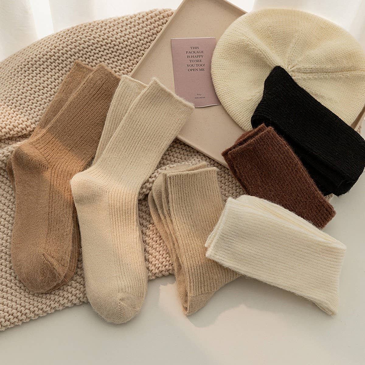 AUTUMN AND WINTER SOLID COLOR ALL-MATCH PILE SOCKS_CWMS1048