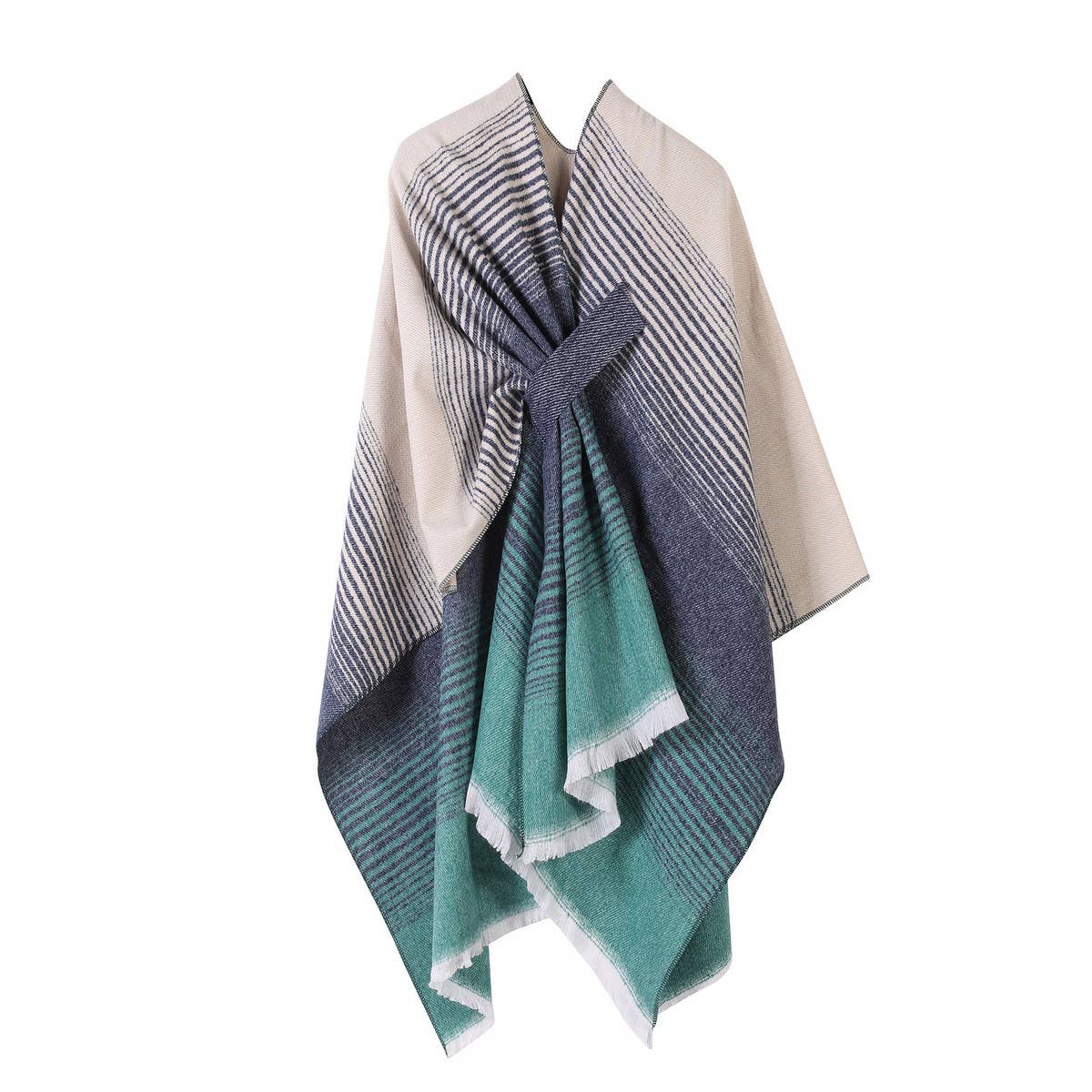 WEAR SCARF KNITTED SIDE STRAP SHAWL CAPE