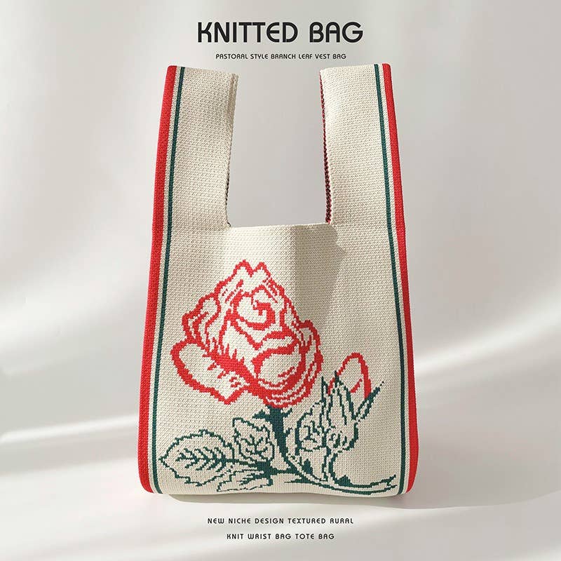 Flower series versatile knitted bag