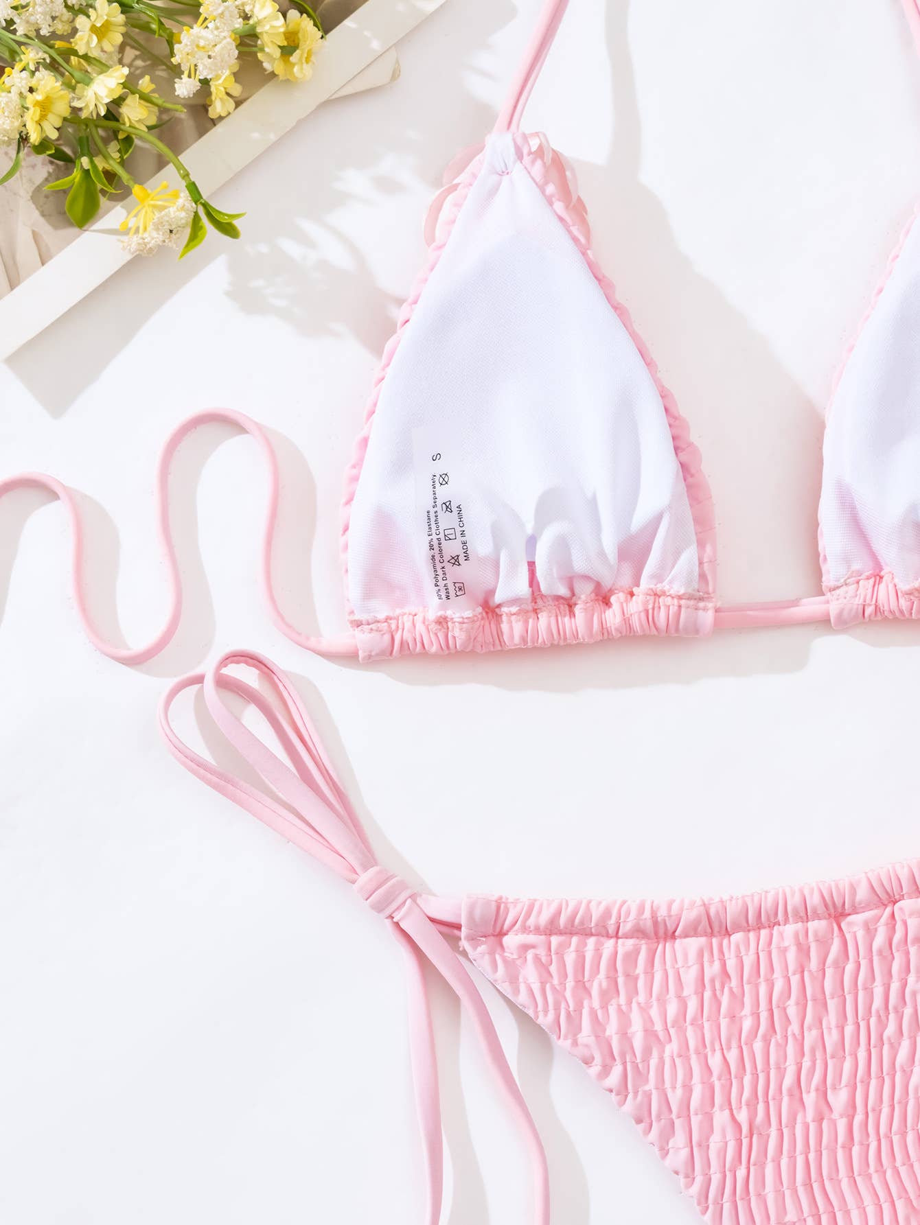 3D Floral Bikini Set - Sexy Triangle Cup Swimsuit_CWMW0687