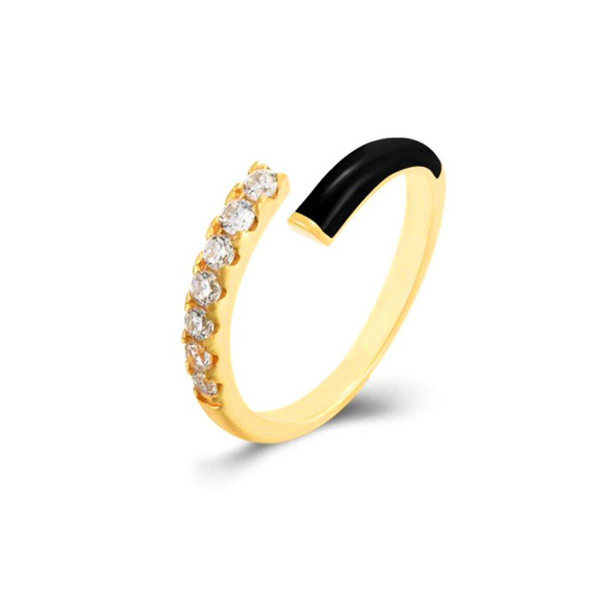 DOUBLE LAYER COLOR OIL DROP OPEN RING