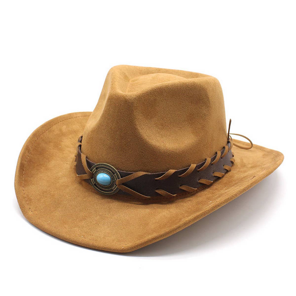 Ethnic Style Faux Suede Western Cowboy Felt Hat_CWAH0829