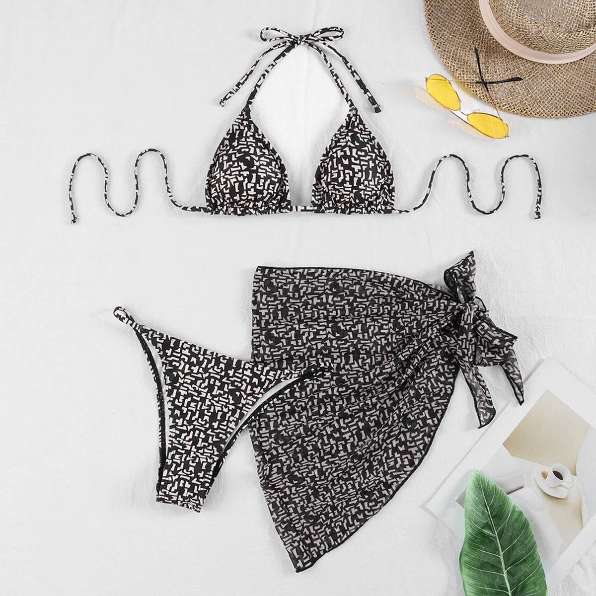 PRINTED PUSH-UP SEXY BIKINI THREE-PIECE SWIMSUIT_CWMW0727