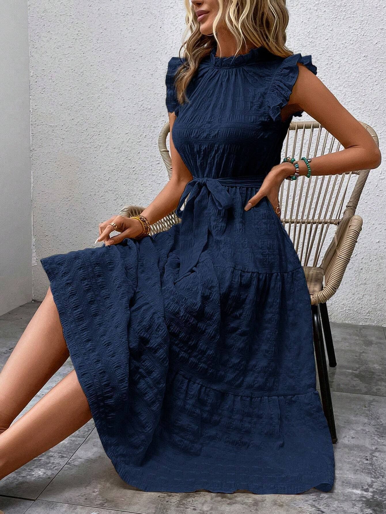 Wooden ear edge texture dress