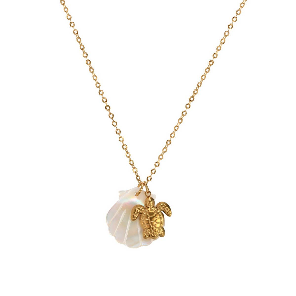 SUMMER STARFISH SHELL STAINLESS STEEL NECKLACE_CWMM3745