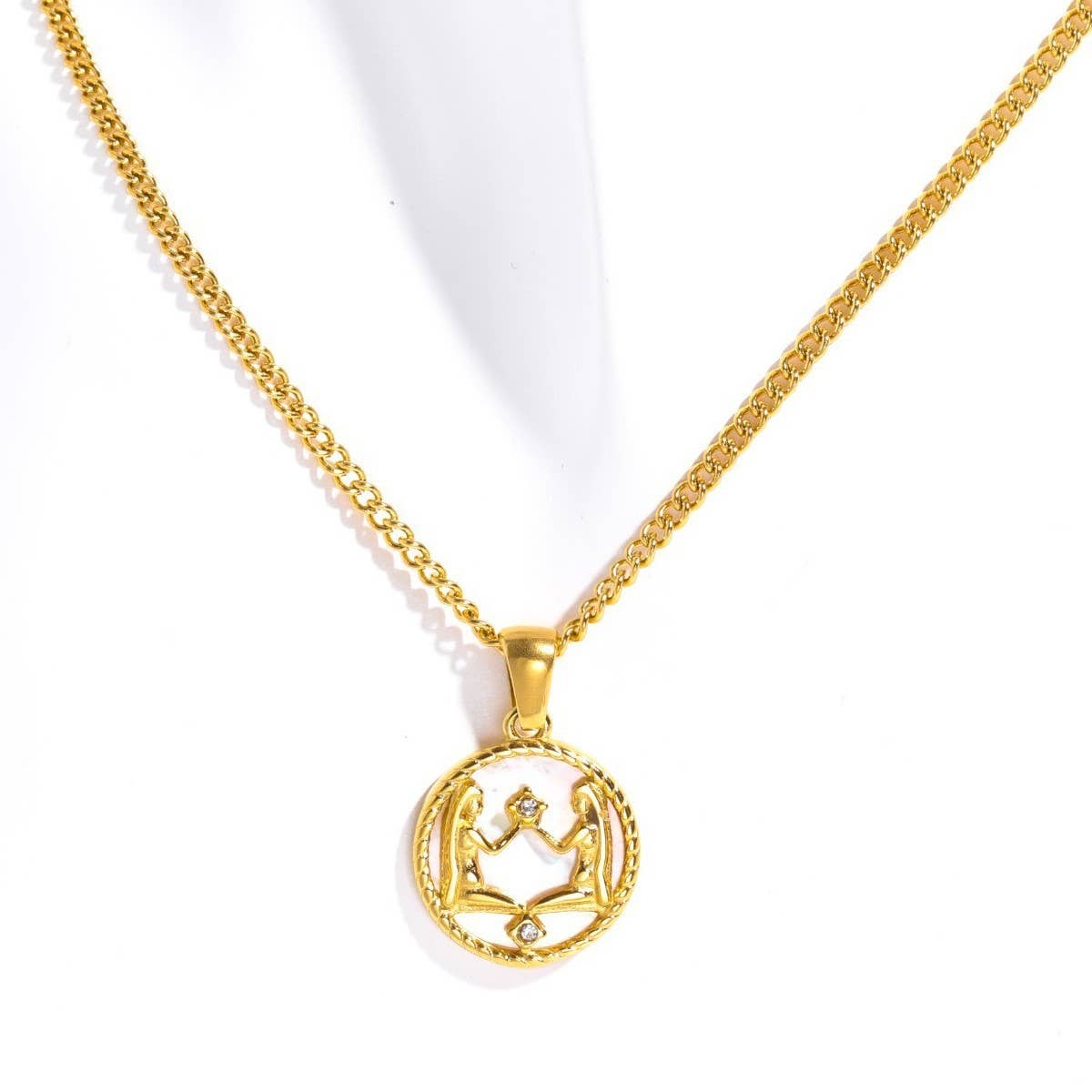 12 Constellations Shell Coin Necklace_CWMM3750