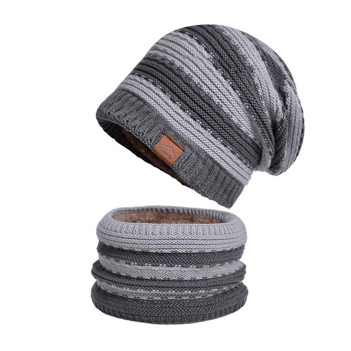 WARM FLEECE HAT AND SCARF TWO PIECE SET
