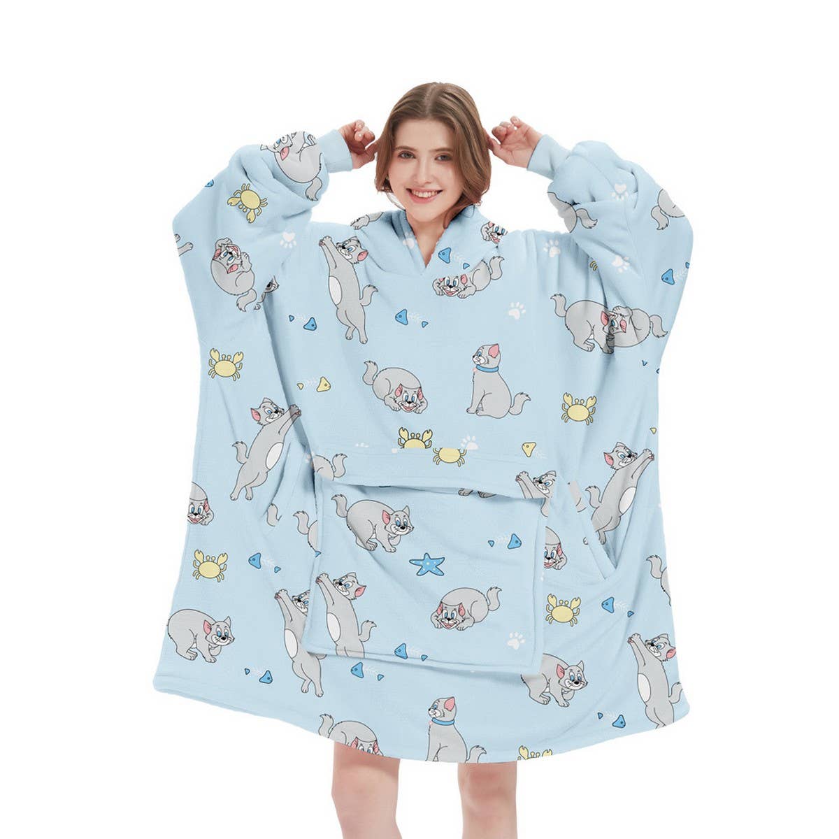 Outdoor Hoodie Blanket Pullover for Queue &TV Time_CWAHA6525