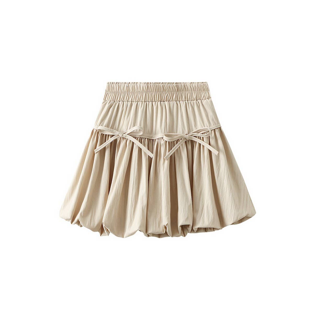 HIGH WAIST A-LINE SHORT SKIRT WITH BOW BUDS