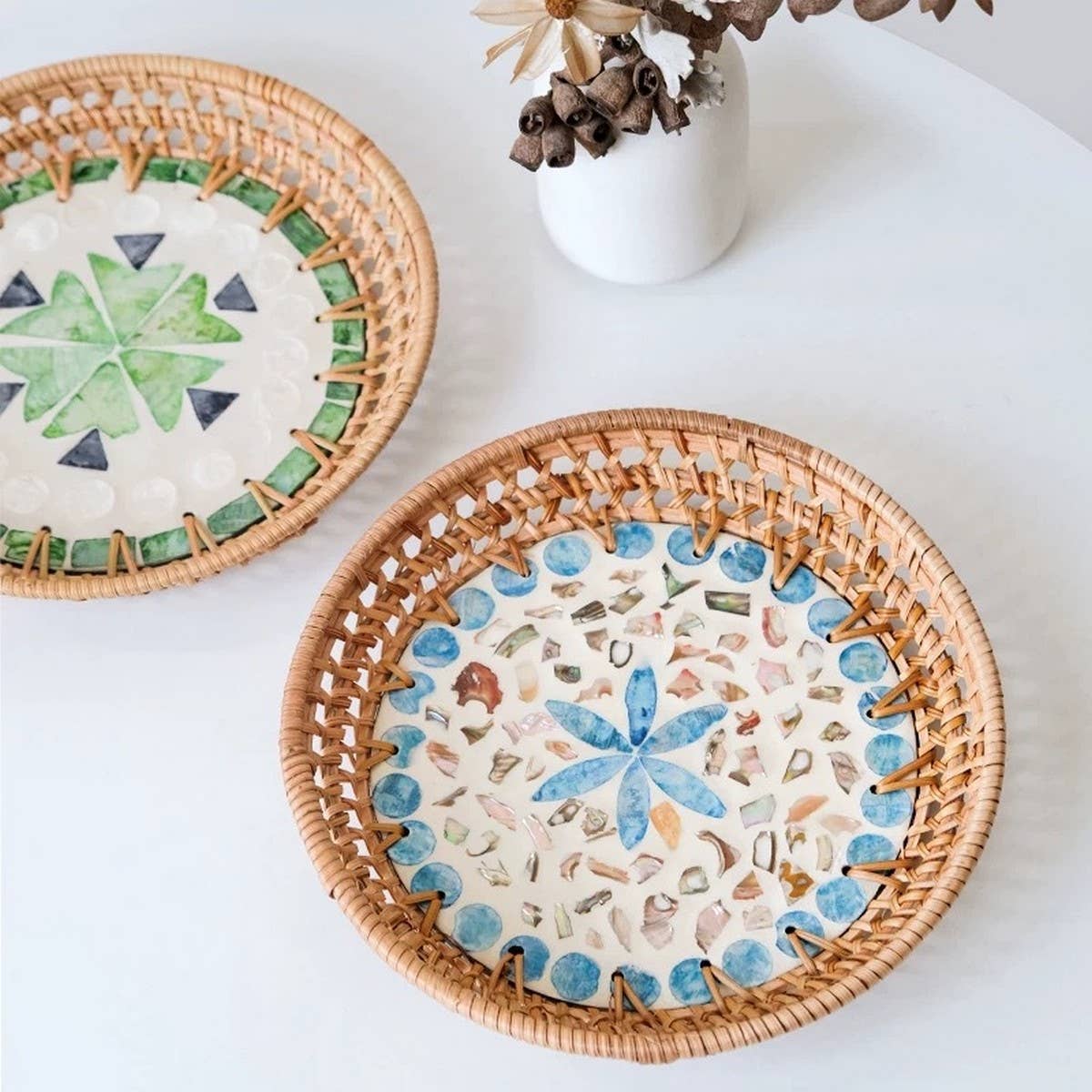 HAND-WOVEN RATTAN DESSERT CREATIVE FRUIT PLATE