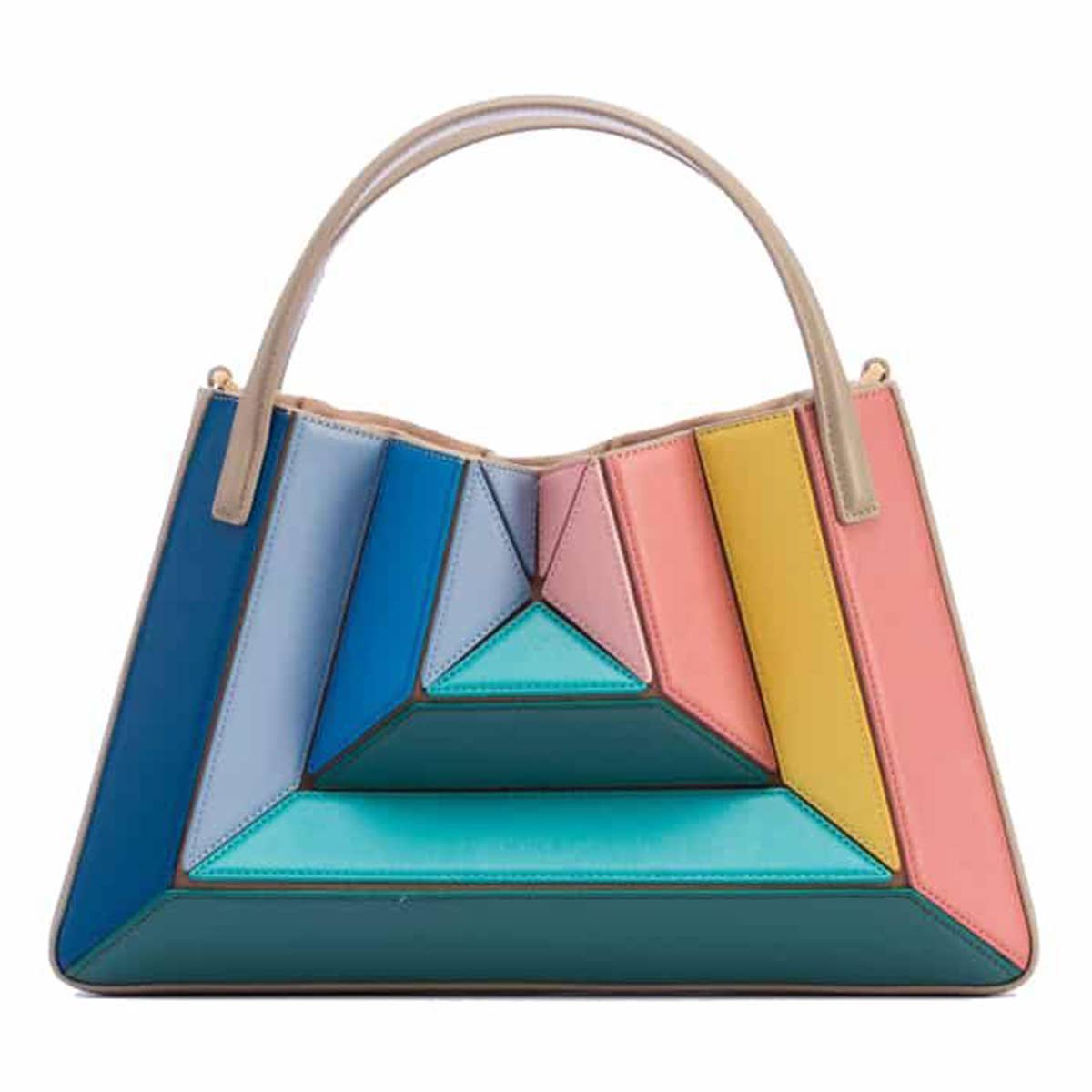 CONTRAST COLOR PATCHWORK DRAWSTRING HANDBAG_CWAB1928
