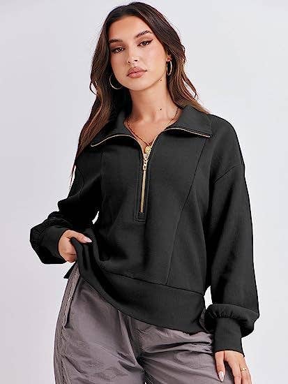 ZIPPER LONG-SLEEVED LOOSE PULLOVER SPORTS HOODIE