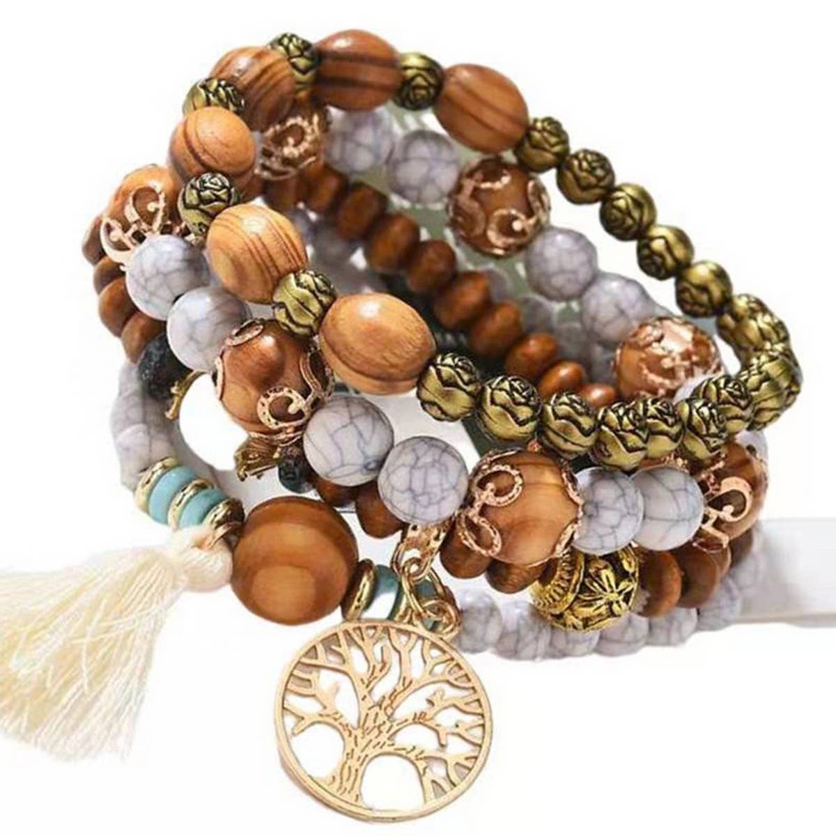 BOHEMIAN TASSEL WOODEN STRING FASHION BRACELET_CWASC0692