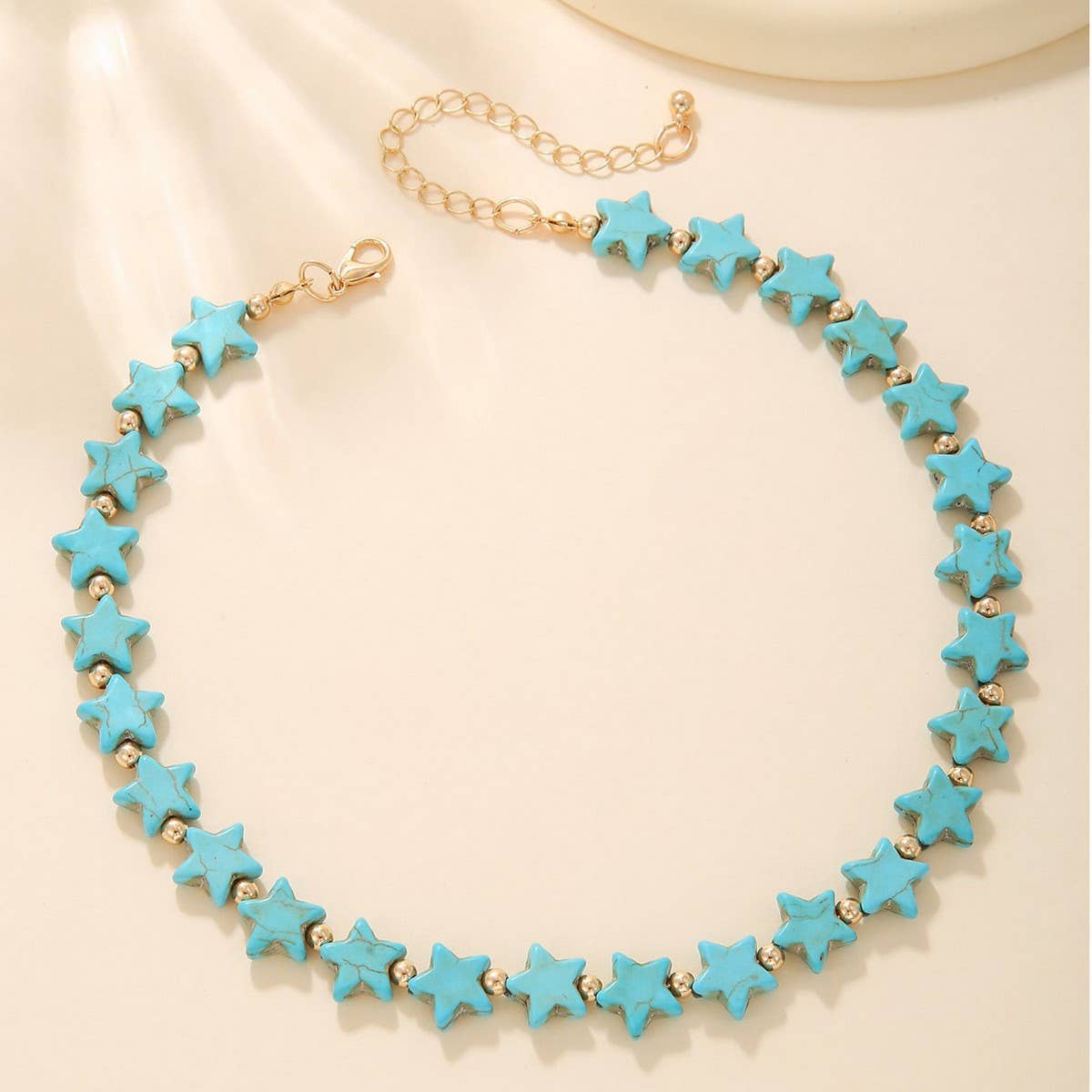 NEW FASHION BEIGE STAR BEADED NECKLACE