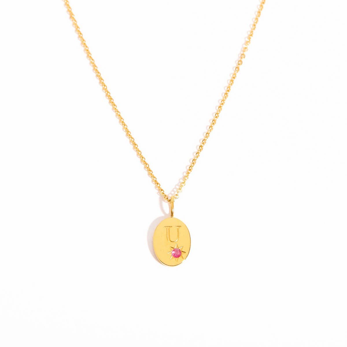 Stainless steel 26 letter zircon pendant necklace_CWMM5536