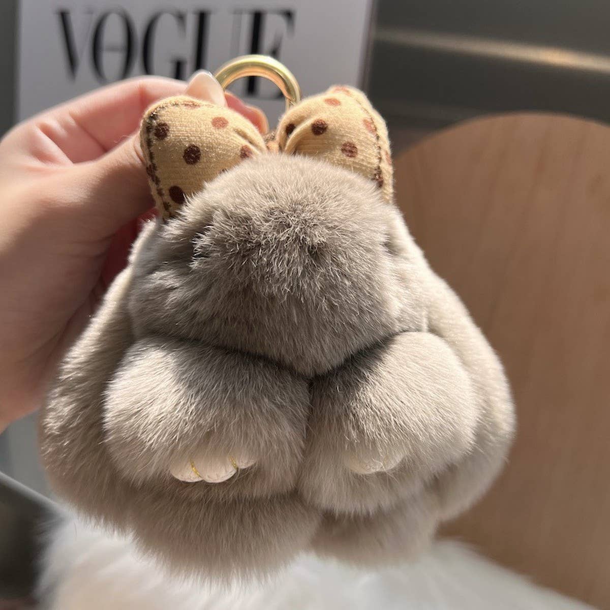 CUTE PLUSH DOLL BOW BUNNY CAR KEYCHAIN PENDANT