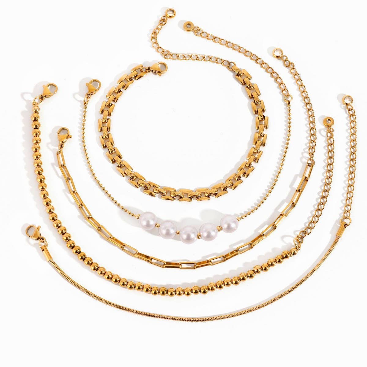 5-Piece Stainless Steel Layered Bracelet Set_CWAJE4872