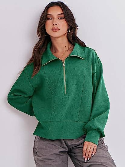 ZIPPER LONG-SLEEVED LOOSE PULLOVER SPORTS HOODIE