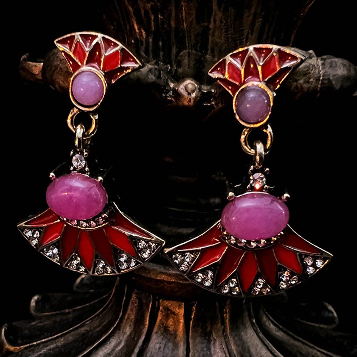 RETRO FAN-SHAPED EARRINGS_CWAJE1111