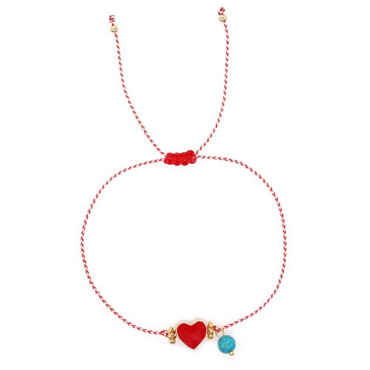 WHITE EYES TURQUOISE RED AND WHITE ROPE BRACELET