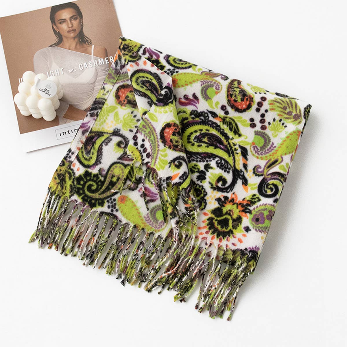 Soft Paisley Scarf - Elegant Tassel Wrap for Women_CWASC0920